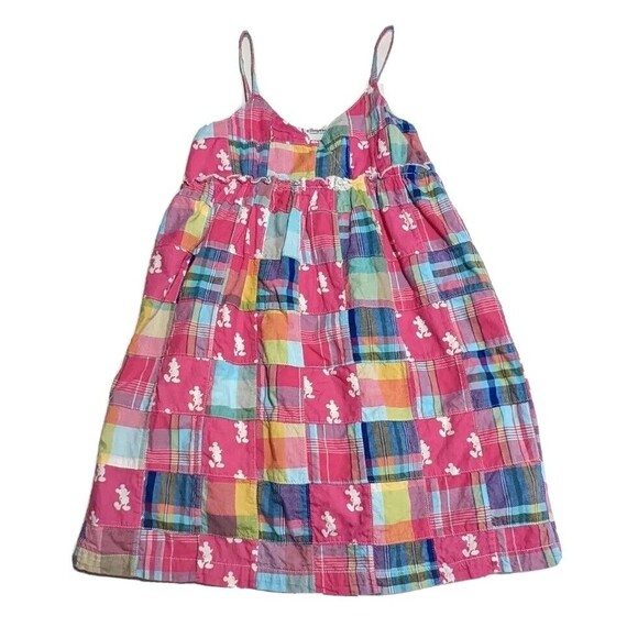 Disney Parks Patchwork Plaid Dress Girls M Mickey Mouse Print Pink - Picture 1 of 8